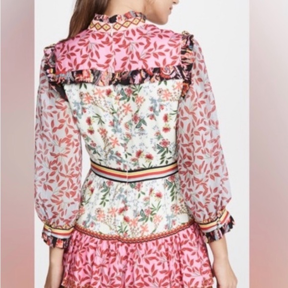 Alice + Olivia Kathy Floral Tiered Mini Dress, Size 6 - Picture 3 of 16